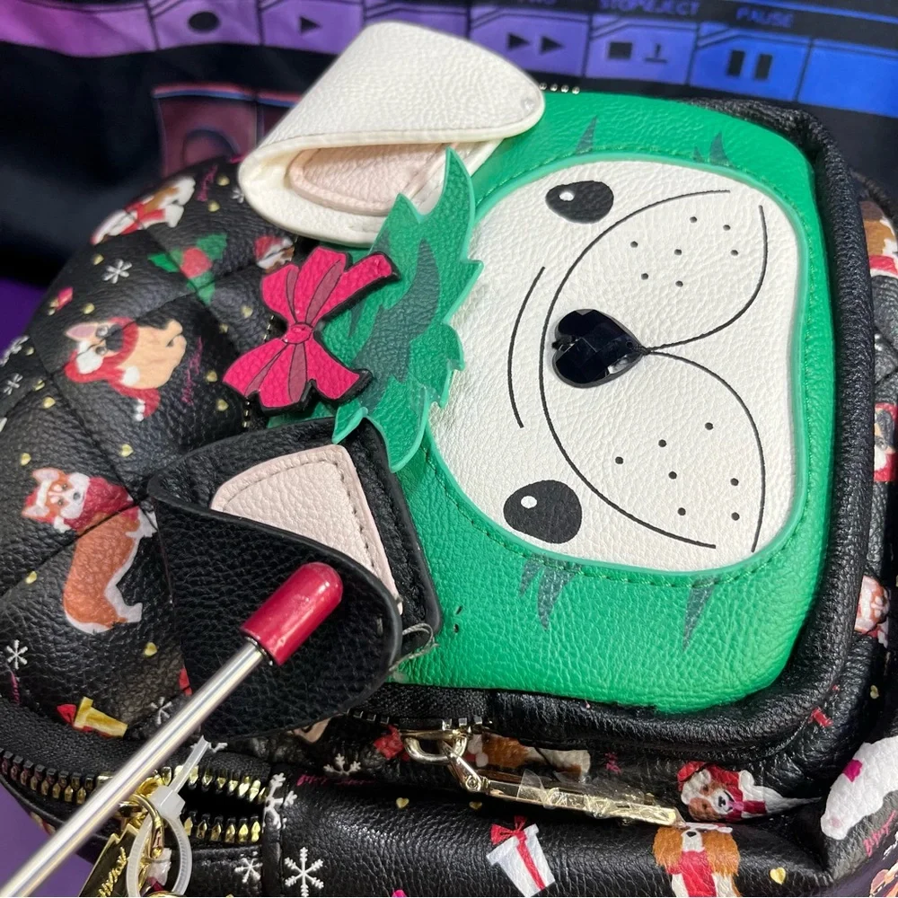 Betsey Johnson Christmas Dogs Small Backpack
